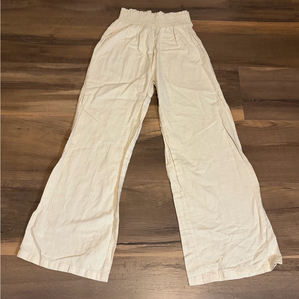 Womens SHEIN Cream Wide Leg Pants Size Small